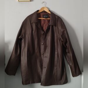 Leather Jacket Haband Vintage Executive Division Men's Brown Peach Size  Large
